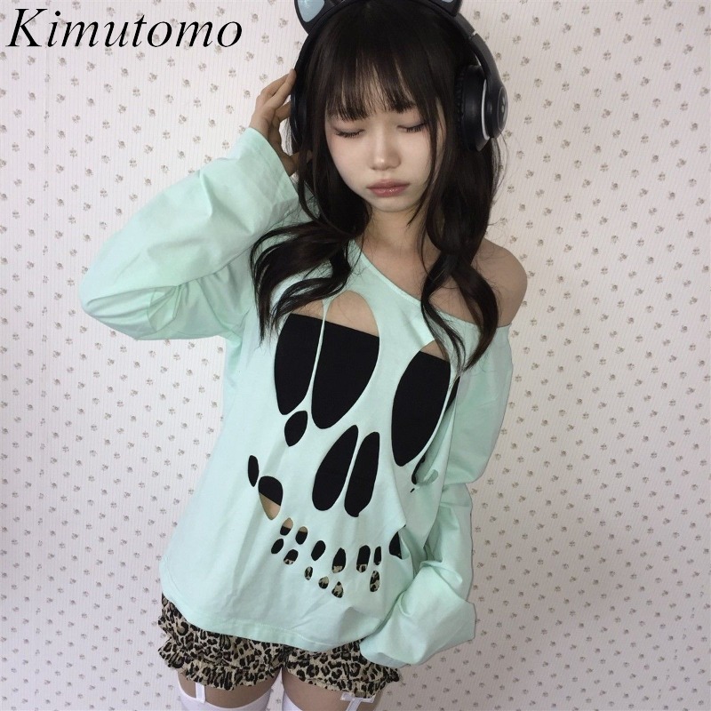 T-Shirts - Kimutomo 여성 티셔츠 섹시한 빈티지 해골